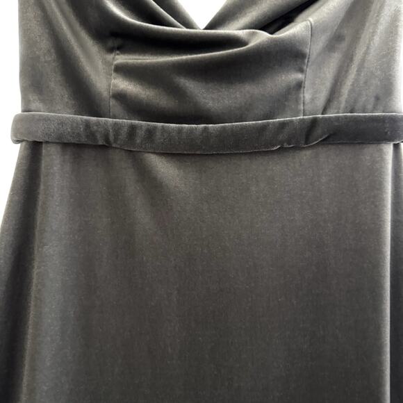 Bari Jay Velvet Silver Gray Strapless Bridesmaid Maxi Dress - Picture 4 of 6